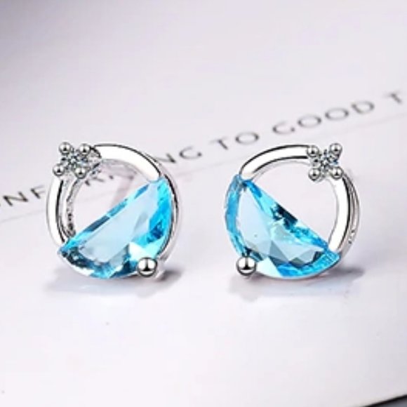 Jewelry - 925 Sterling Silver Diamond Waterdrop Earrings A